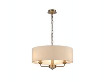 DK0036  Banyan 45cm 3 Light Pendant Antique Brass, Ivory Pearl